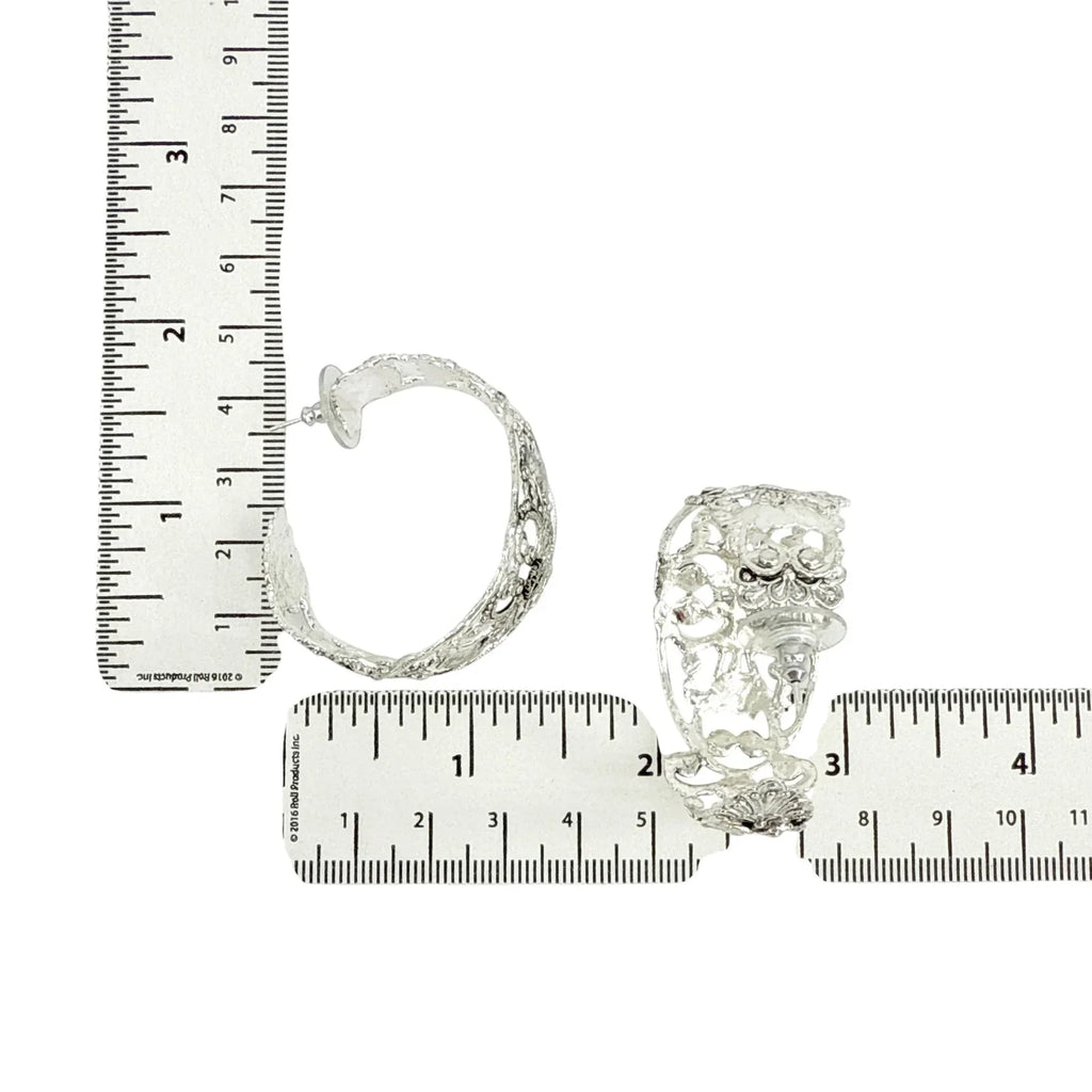VIRGINS SAINTS & ANGELS VSA Antigua Wide Hoop Post Earrings in Silver - flyKAMP
