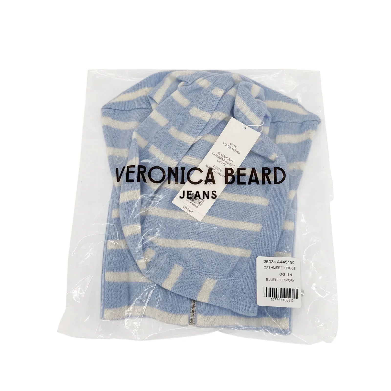 VERONICA BEARD Cashmere Hoodie Dickey in Bluebell & Ivory - flyKAMP