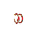 TORY BURCH Icon Enamel Hoop Earrings in Tory Gold / Red / Navy Tory Burch