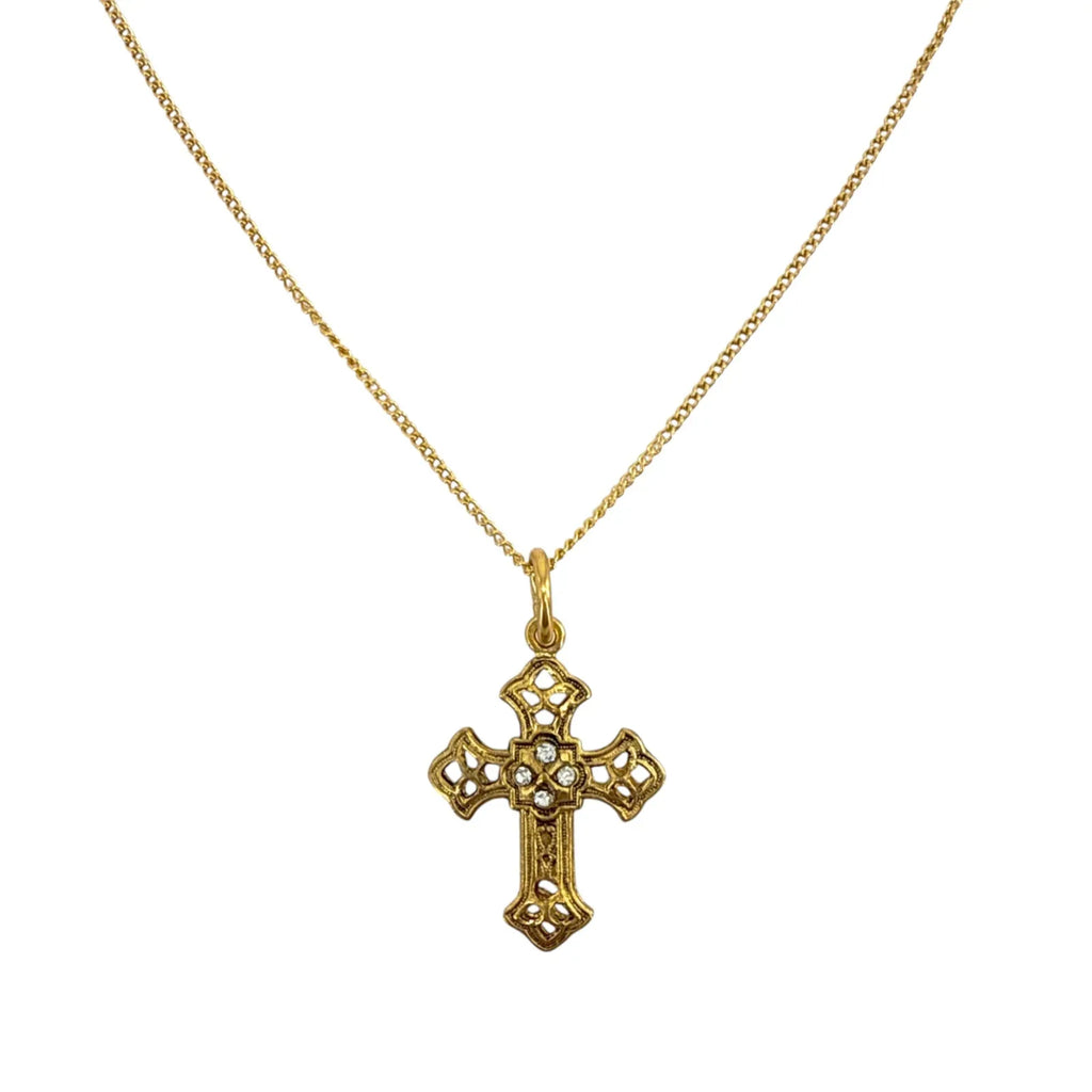 VIRGINS SAINTS & ANGELS VSA Basilica Cross Charm Necklace 16" in Gold - flyKAMP