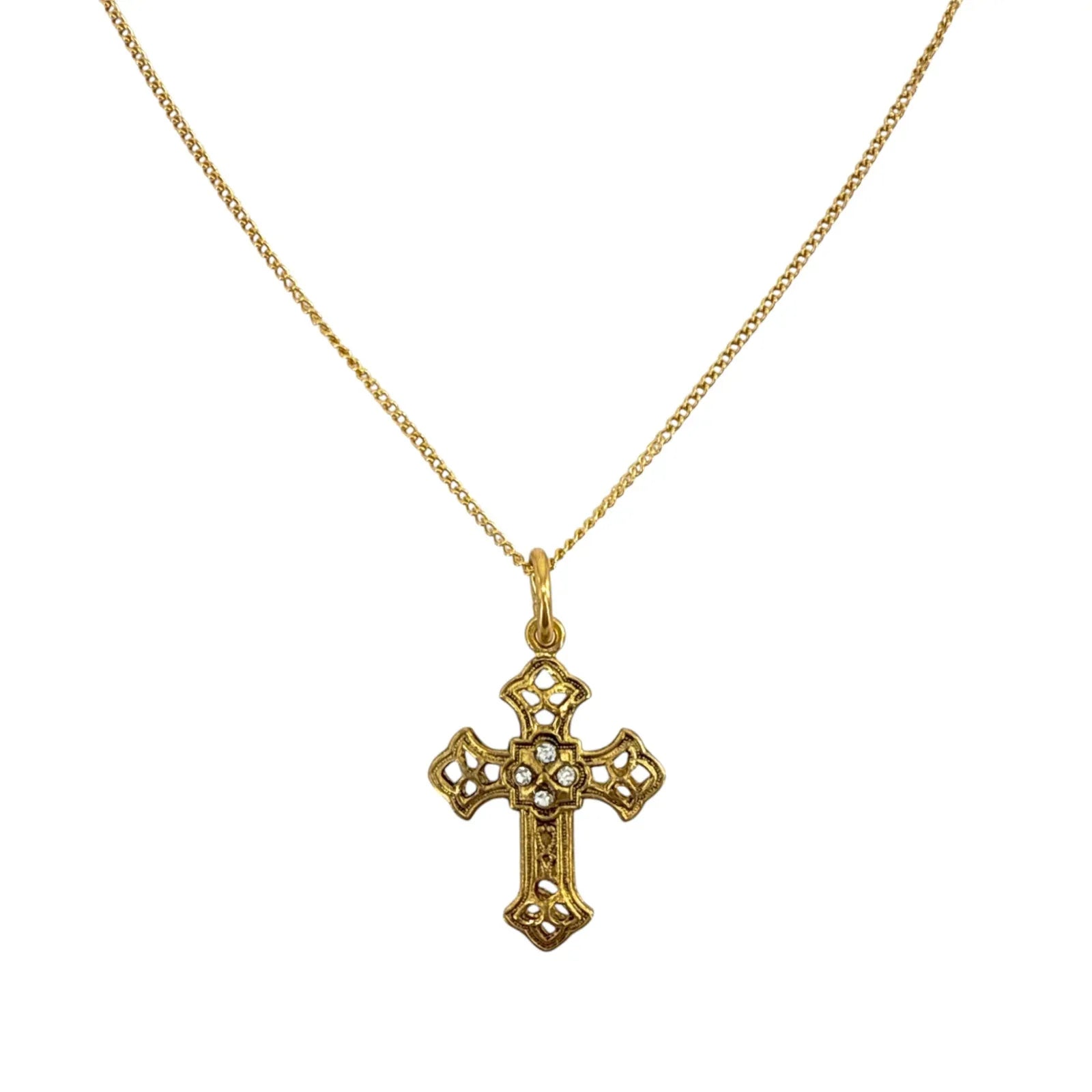 VIRGINS SAINTS & ANGELS VSA Basilica Cross Charm Necklace 16" in Gold - flyKAMP