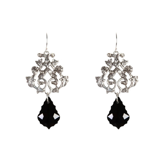 VIRGINS SAINTS & ANGELS VSA Vine Drop Earrings in Silver & Jet