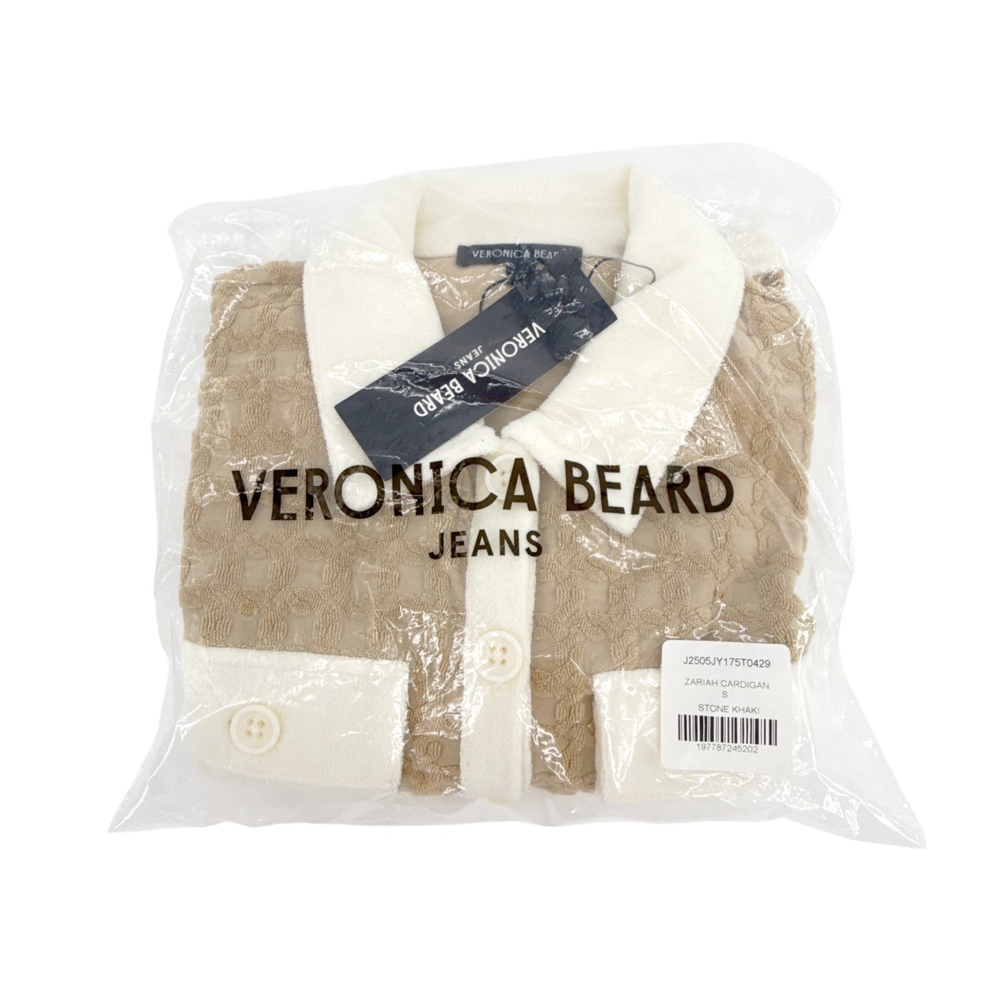 VERONICA BEARD Zariah Cropped Cardigan in Stone Khaki S