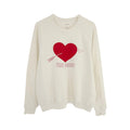 THE GREAT. The College Sweatshirt in Washed White with Red Heart Graphic 2|M The Great.