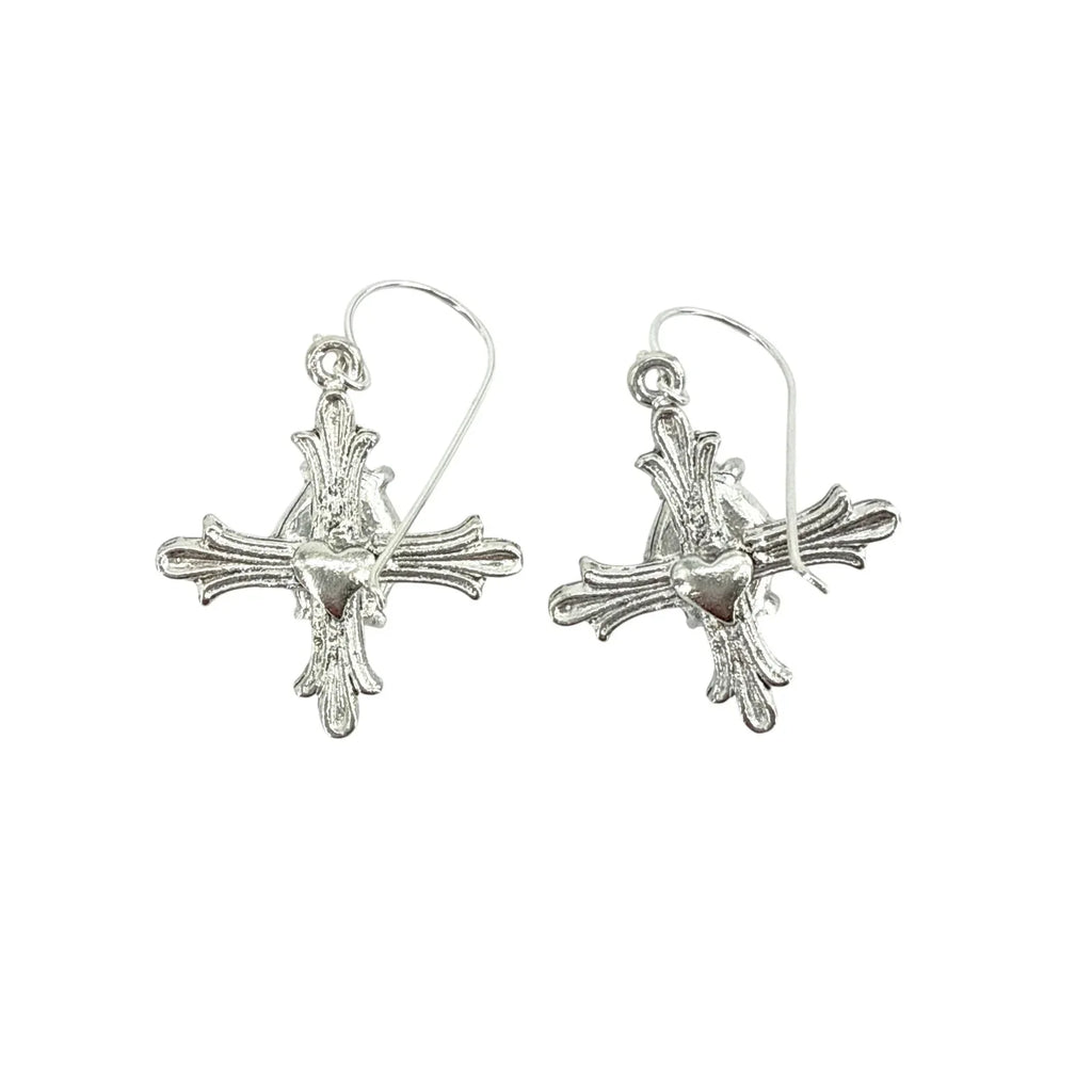 VIRGINS SAINTS & ANGELS VSA Ice Cross Earrings in Silver & Night - flyKAMP