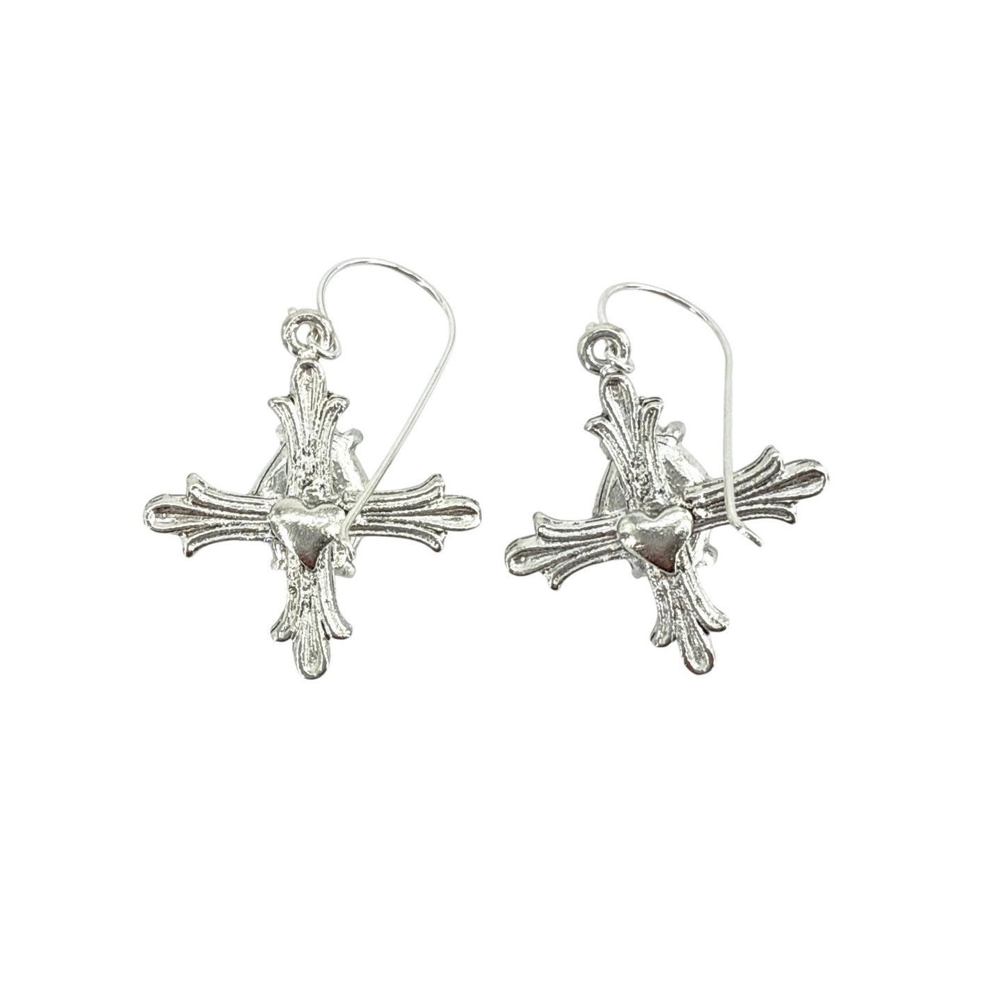 VIRGINS SAINTS & ANGELS VSA Ice Cross Earrings in Silver & Night