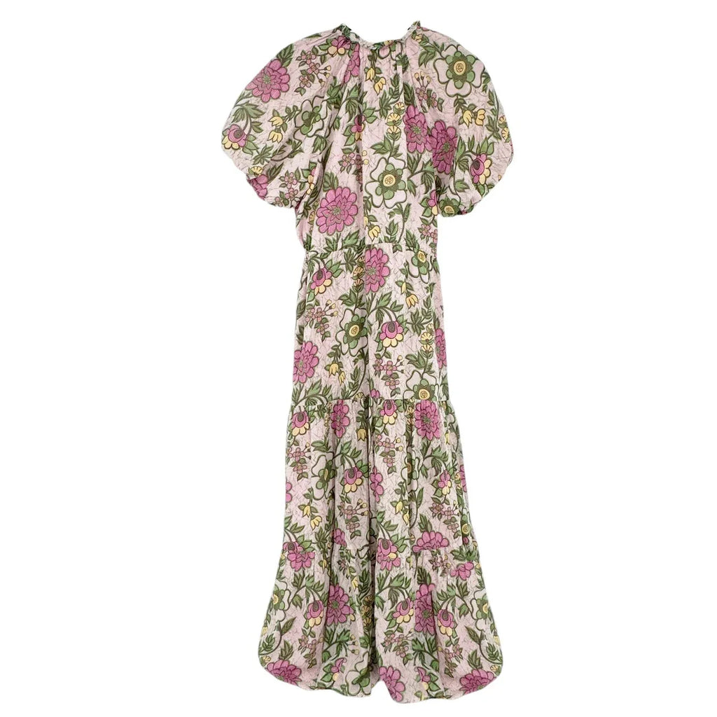 BANJANAN Cotton Poppy Dress in Freyja Flower Lilac Sachet XS - flyKAMP