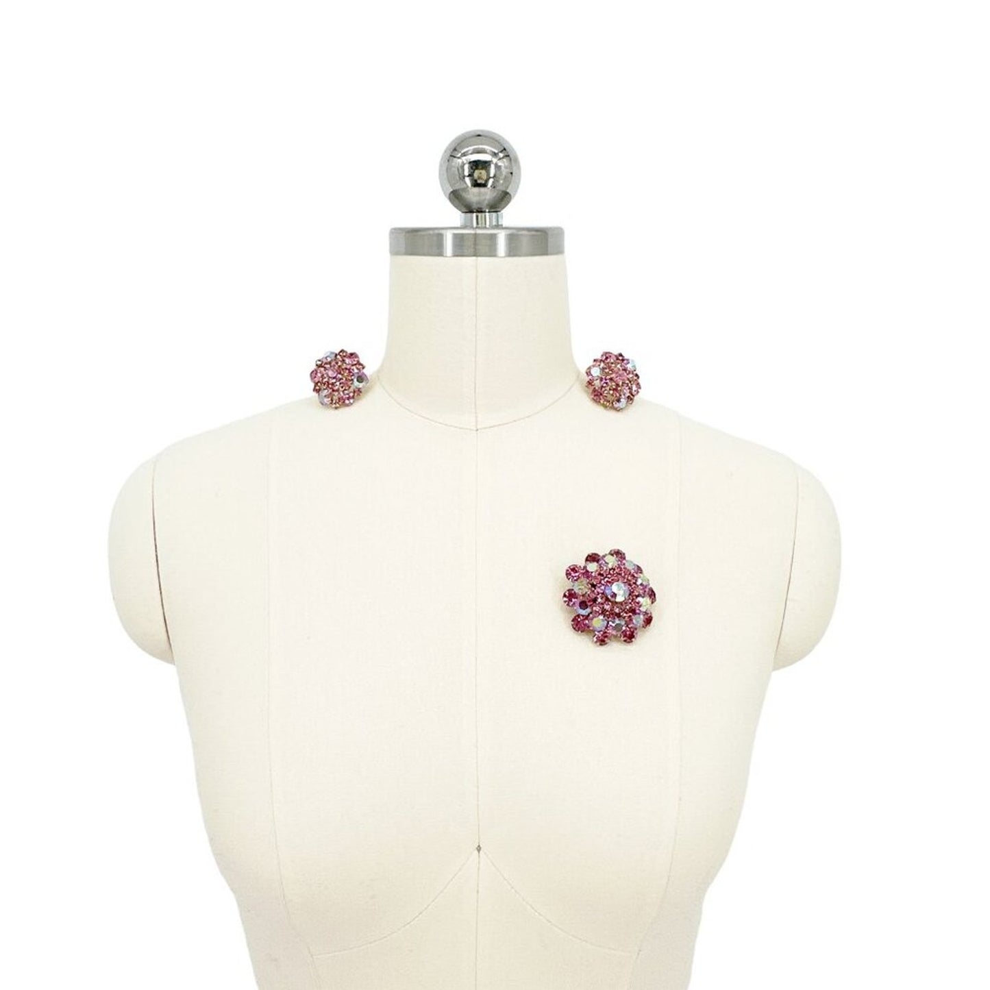 BROOCH VINTAGE Rhinestone Brooch & Clip-on Earring Set