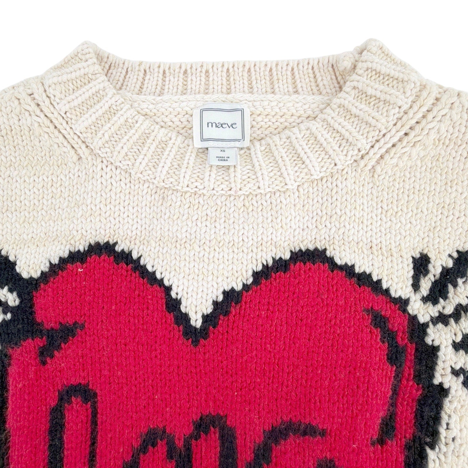 ANTHROPOLOGIE Maeve Lovestruck Long-Sleeve Crew-Neck Sweater XS Anthropologie