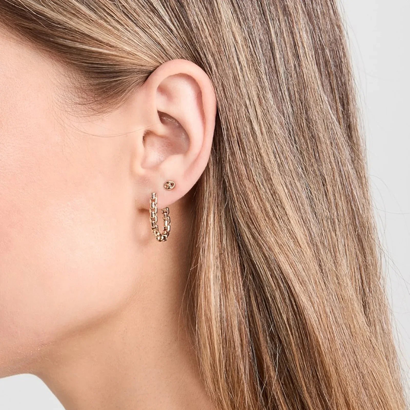 ZOE CHICCO 14k Gold Large Box Chain Huggie Earrings - flyKAMP