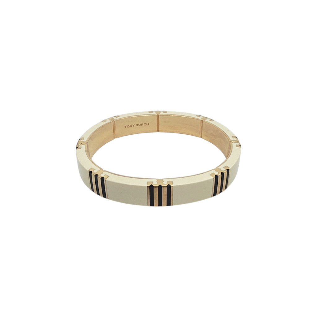 TORY BURCH Icon Enamel Bracelet in Tory Gold / New Ivory / Black Tory Burch