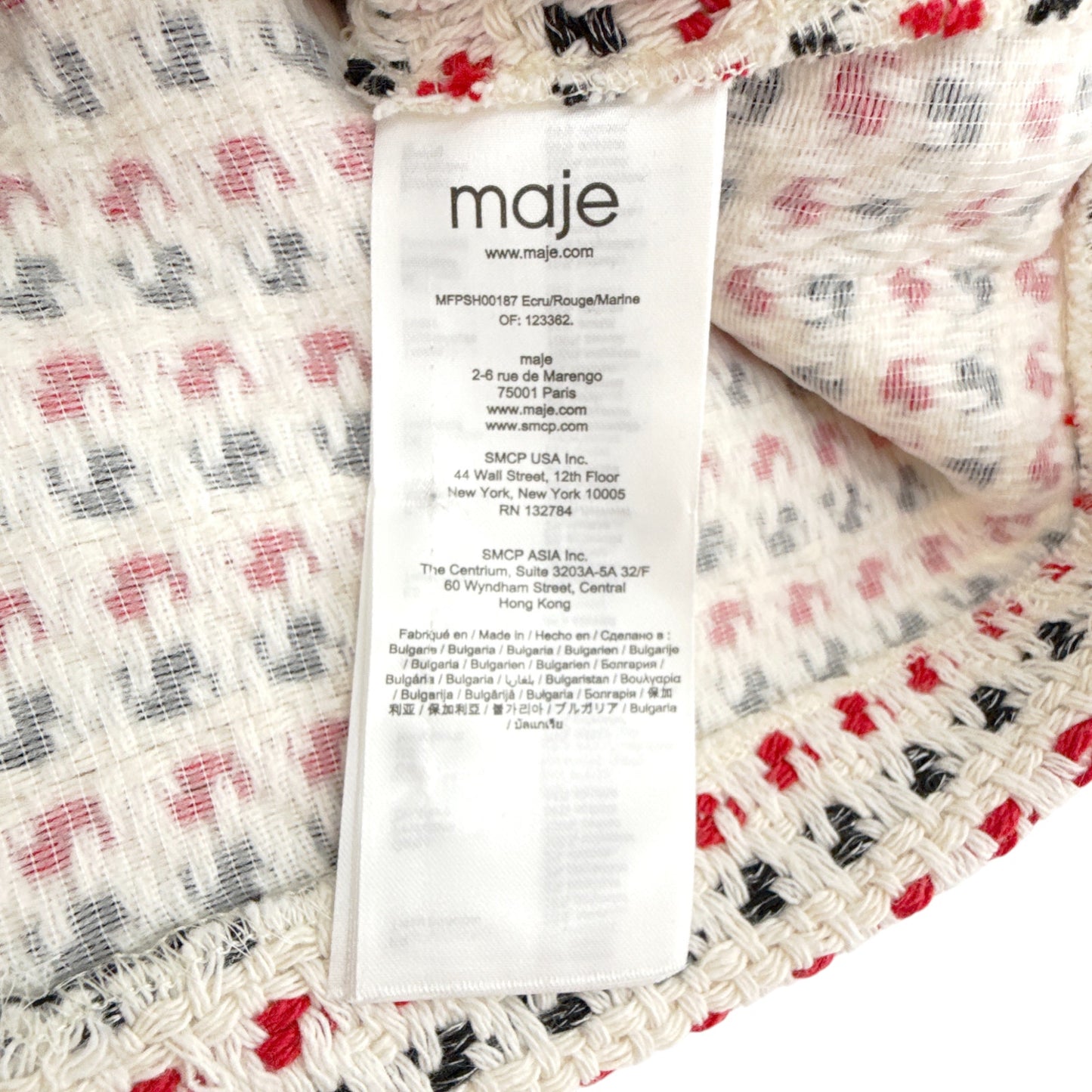 MAJE Irona Tweed Skort in Ecru, Red, & Navy FR36|S