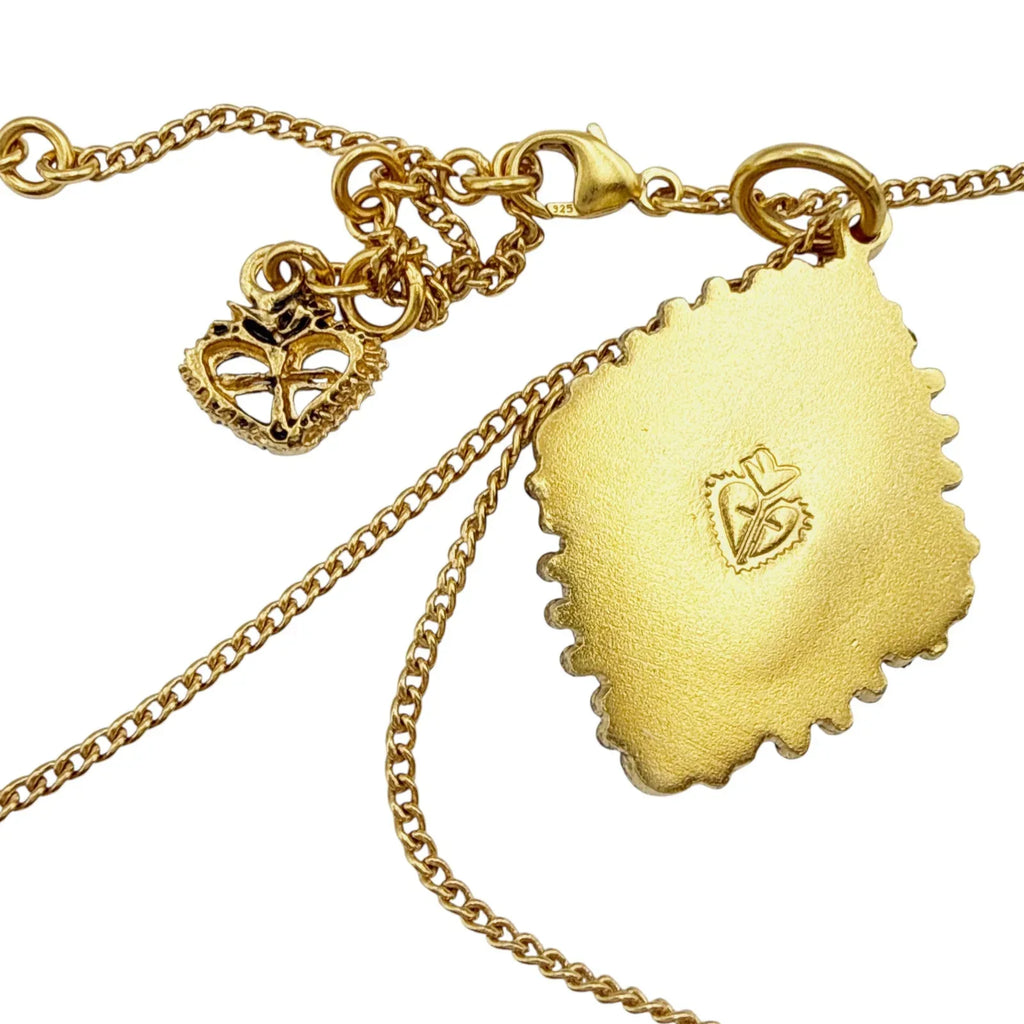 VIRGINS SAINTS & ANGELS VSA Petite Oval Cloister Lady of Fatima Charm Necklace - flyKAMP