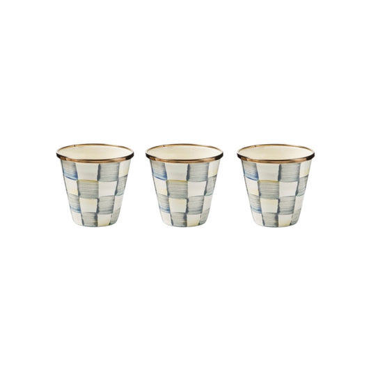 MACKENZIE-CHILDS Herb Pots in Sterling Check Set of 3
