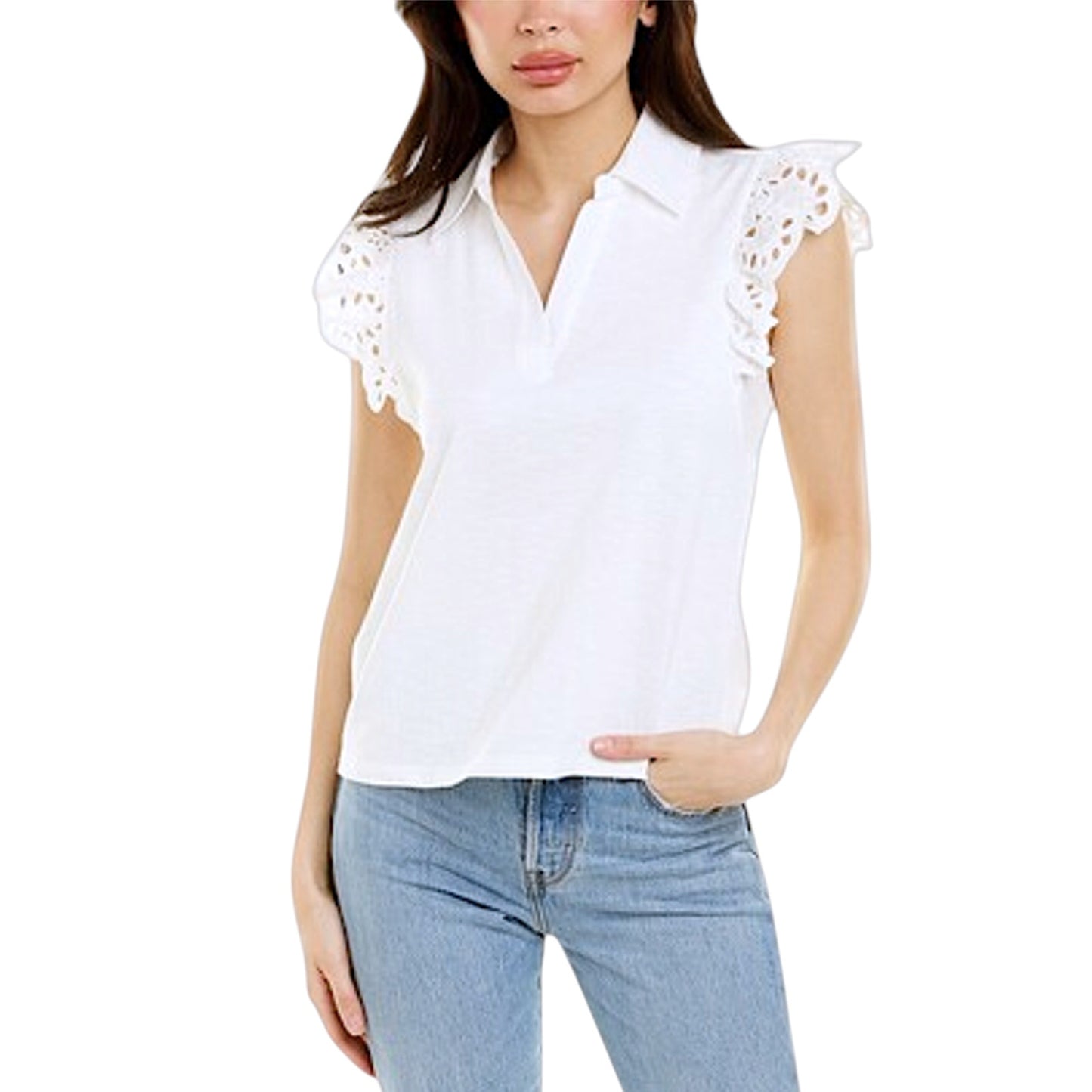 DESIGN HISTORY Eyelet Sleeve Top M
