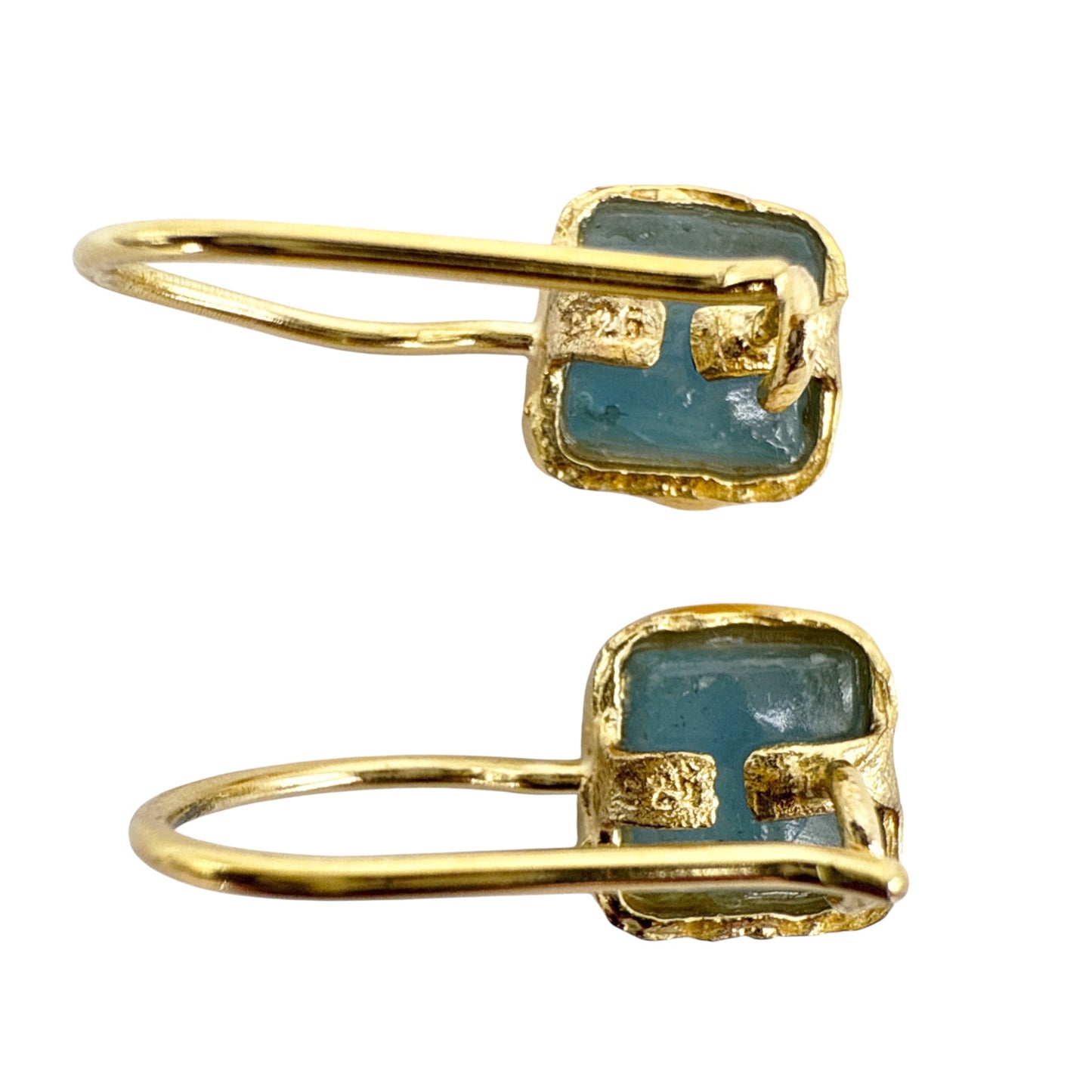 SILPADA Mediterra Natural Aquamarine Petite Drop Earrings in 14K Gold-Plated SS