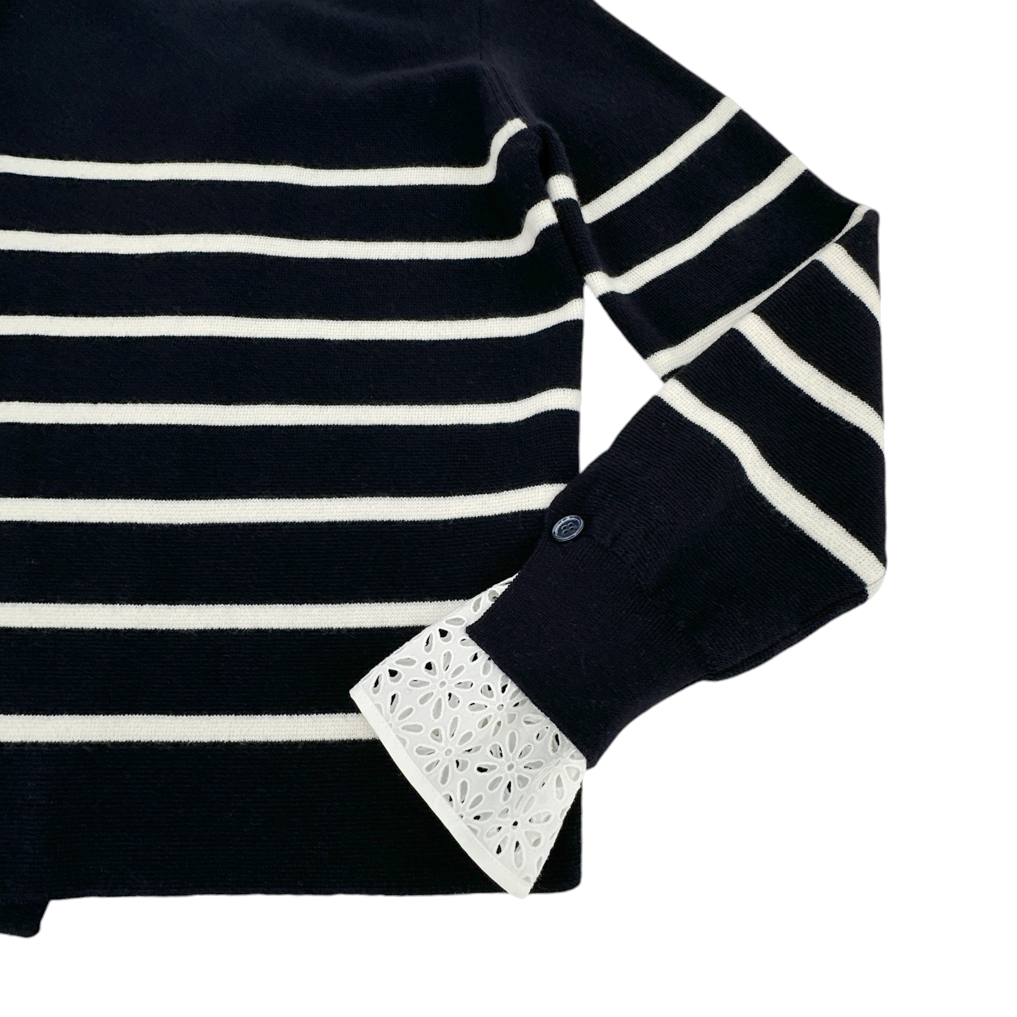 3.1 PHILLIP LIM Sailor Stripe Lace Cuff Sweater S 3.1 Phillip Lim