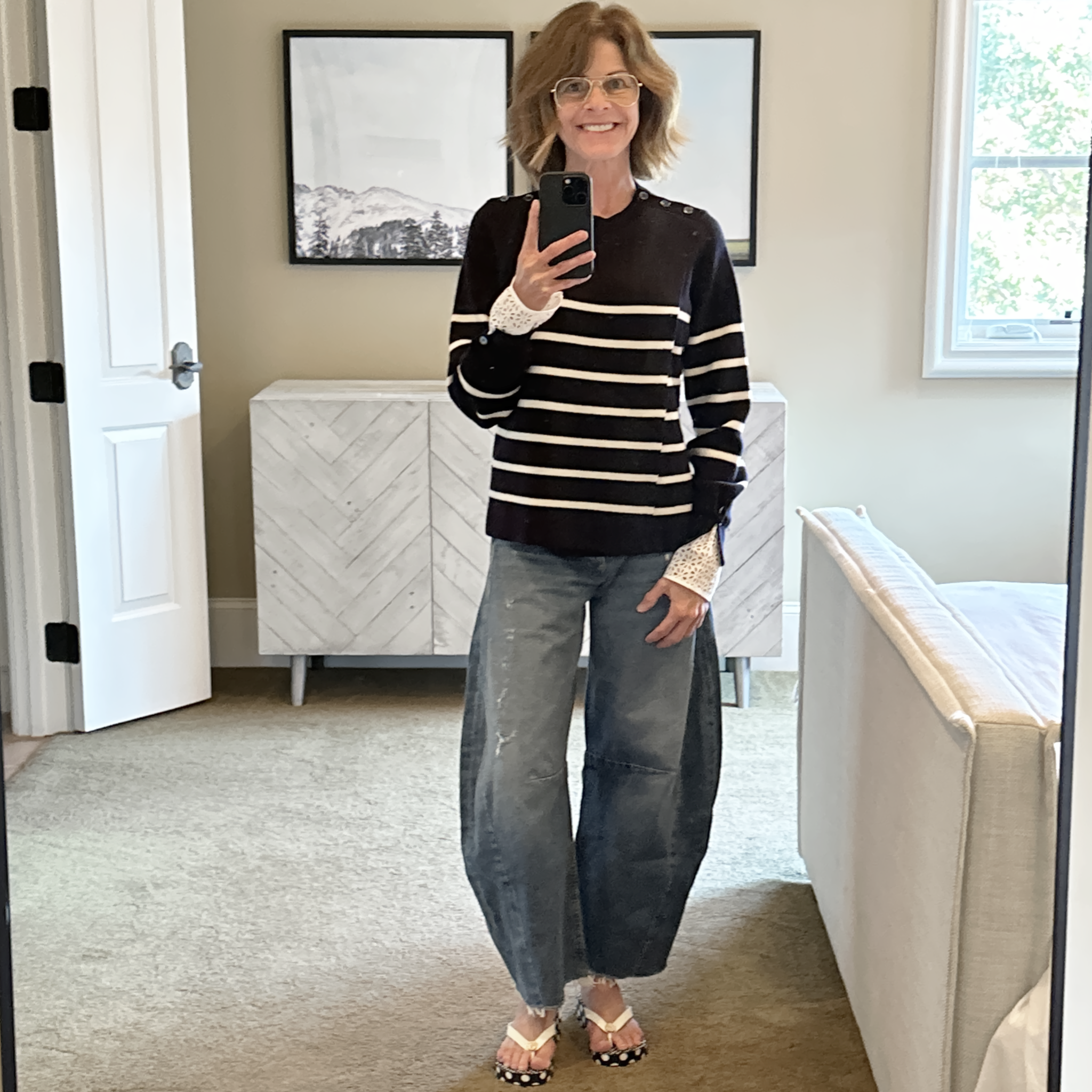 3.1 PHILLIP LIM Sailor Stripe Lace Cuff Sweater S 3.1 Phillip Lim