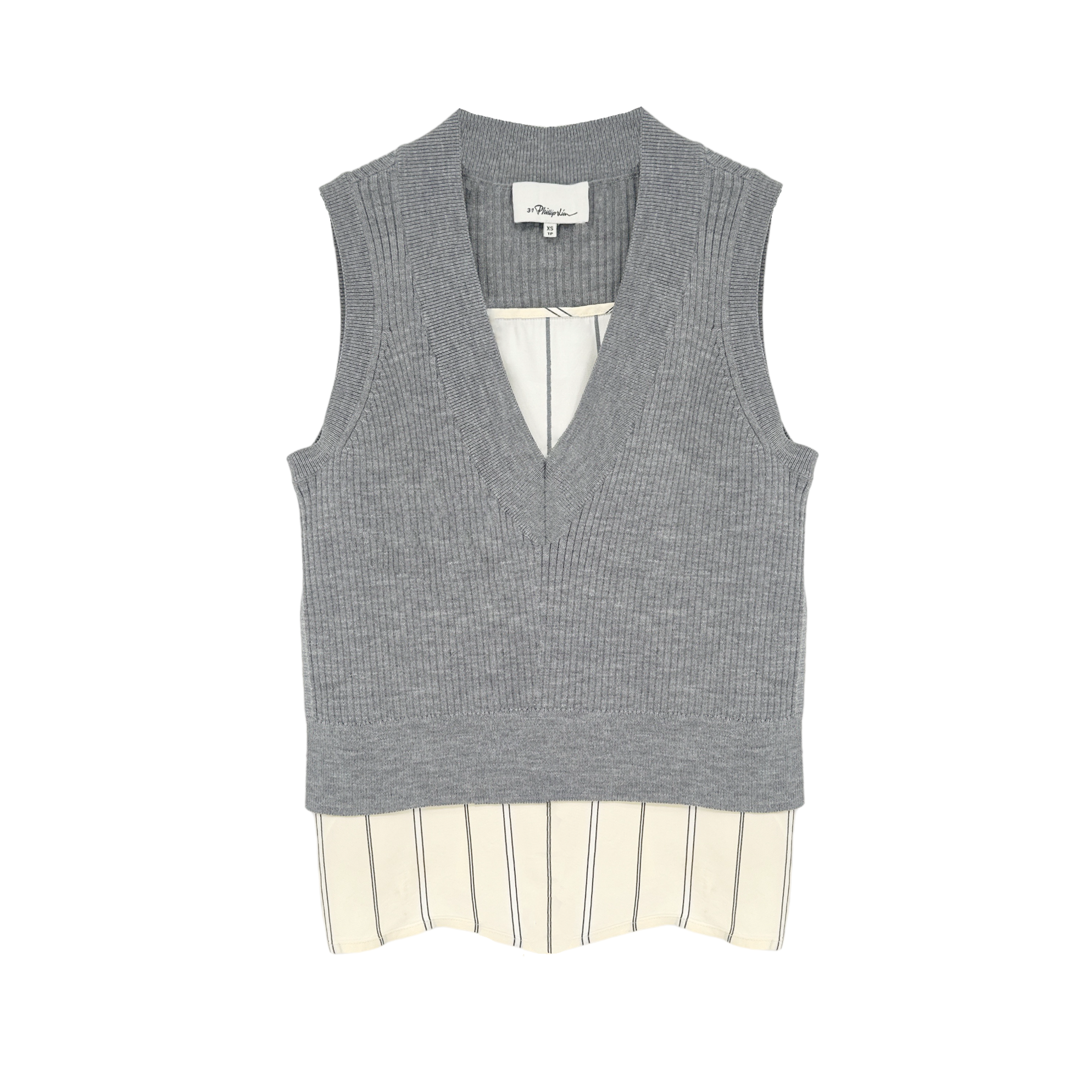 3.1 PHILLIP LIM Stripe Silk & Knit Top XS 3.1 Phillip Lim