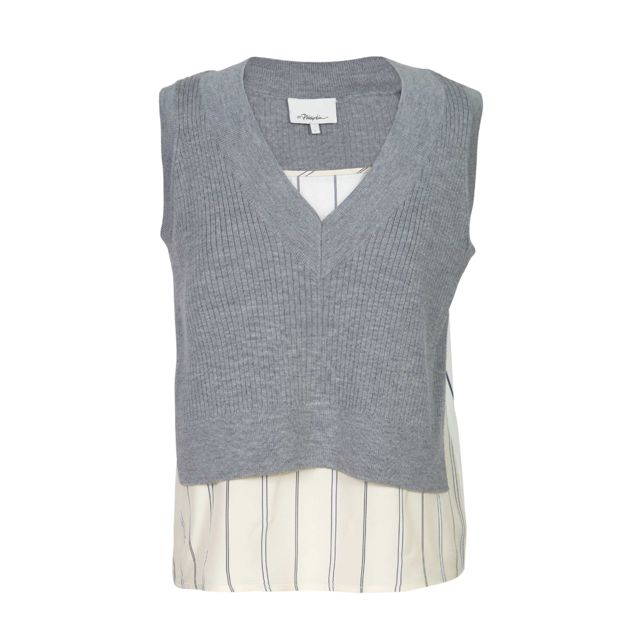 3.1 PHILLIP LIM Stripe Silk & Knit Top XS 3.1 Phillip Lim