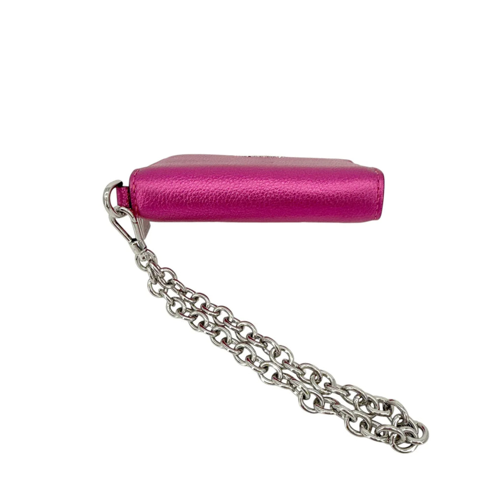 KATE SPADE New York Natasha Metallic Leather Chain Compact Wristlet Bikini Pink - flyKAMP