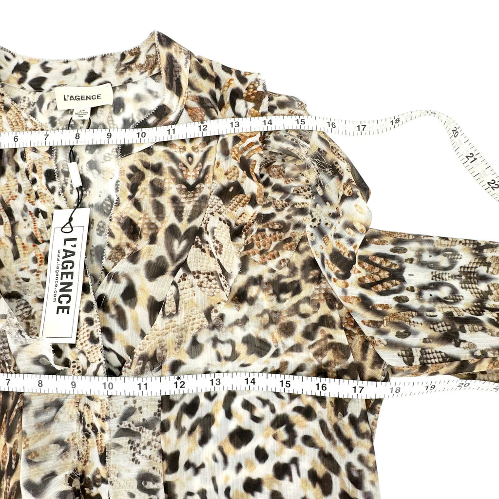 L'AGENCE Nadine Printed Ruffle Blouse In Sundari Lynx S - flyKAMP