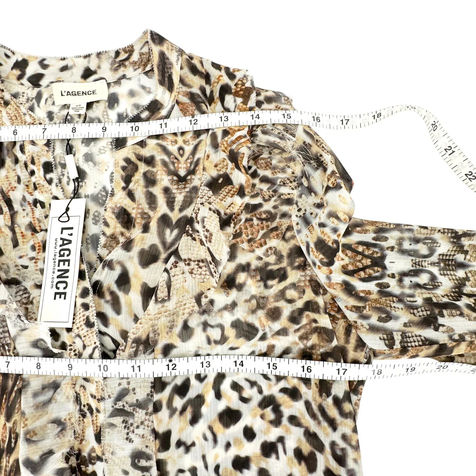 L'AGENCE Nadine Printed Ruffle Blouse In Sundari Lynx S - flyKAMP