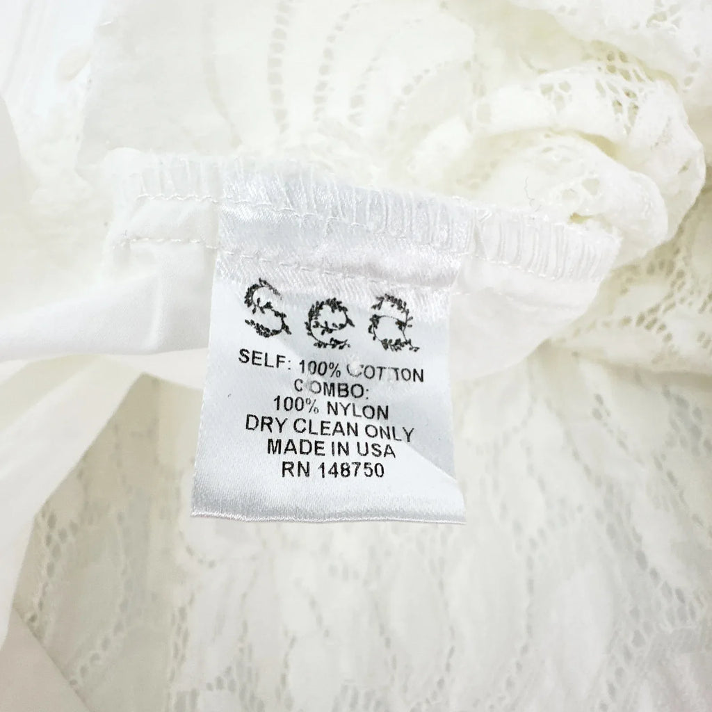SEA New York Lace Back Button Down Blouse in Milky White 8|M - flyKAMP