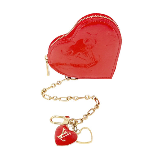 LOUIS VUITTON Vernis Heart Coin Purse Orange Sunset