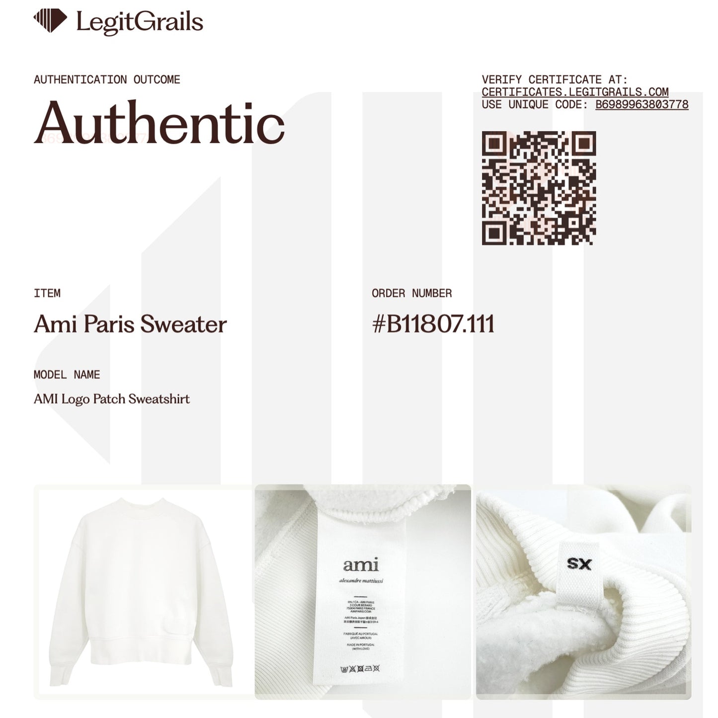 AMI Logo Patch Sweatshirt XS