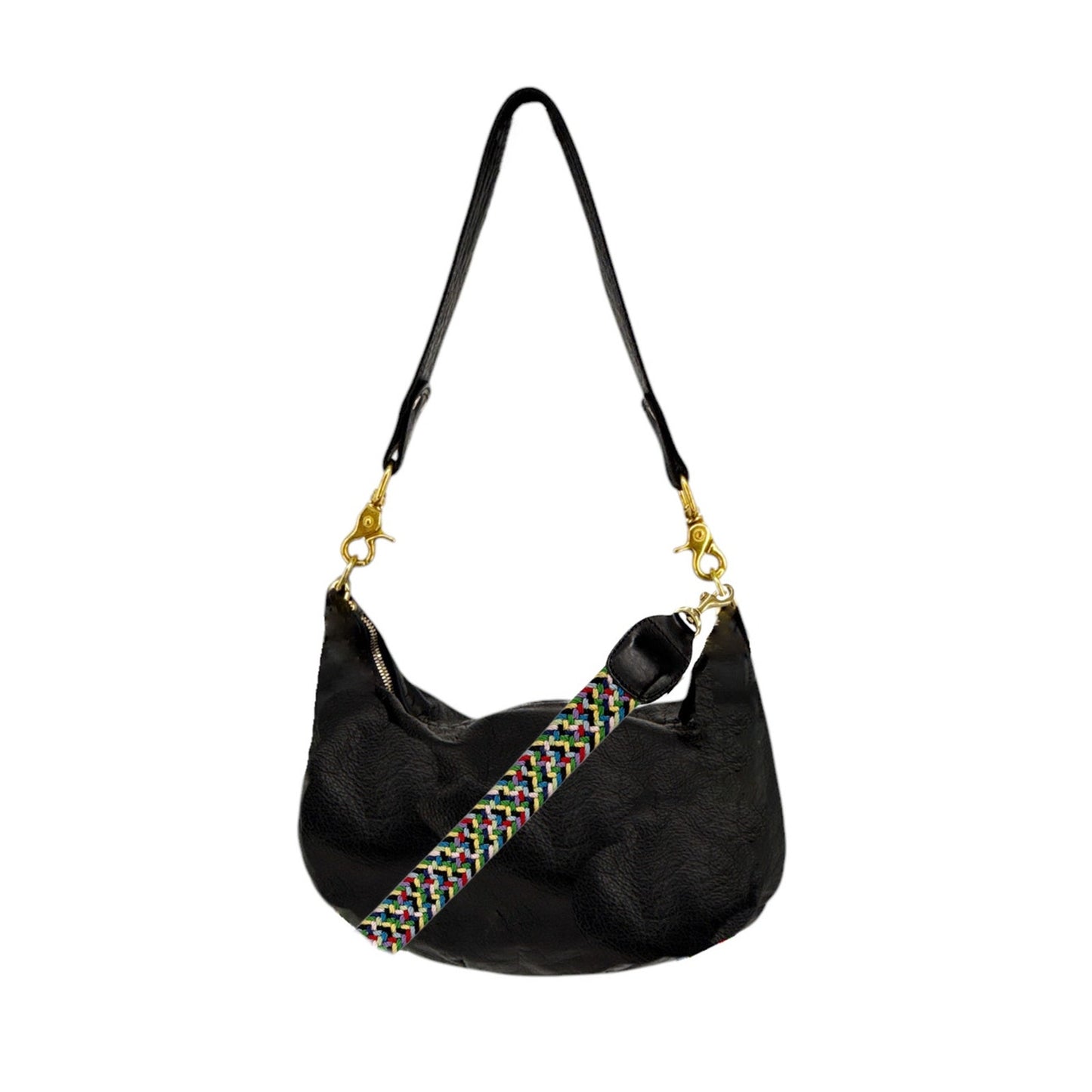 CLARE V. Moyen Messenger in Relaxed Black with Braided Crossbody Strap