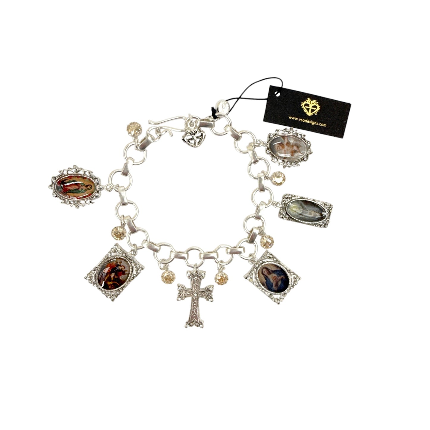 VIRGINS SAINTS & ANGELS VSA Retablo Framed Charm Bracelet Silver