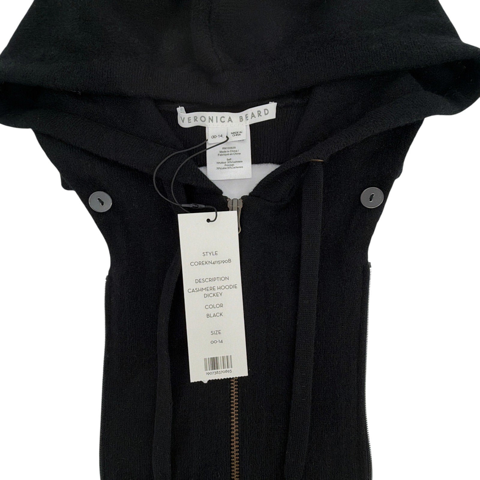 VERONICA BEARD Cashmere Hoodie Dickey in Black Veronica Beard
