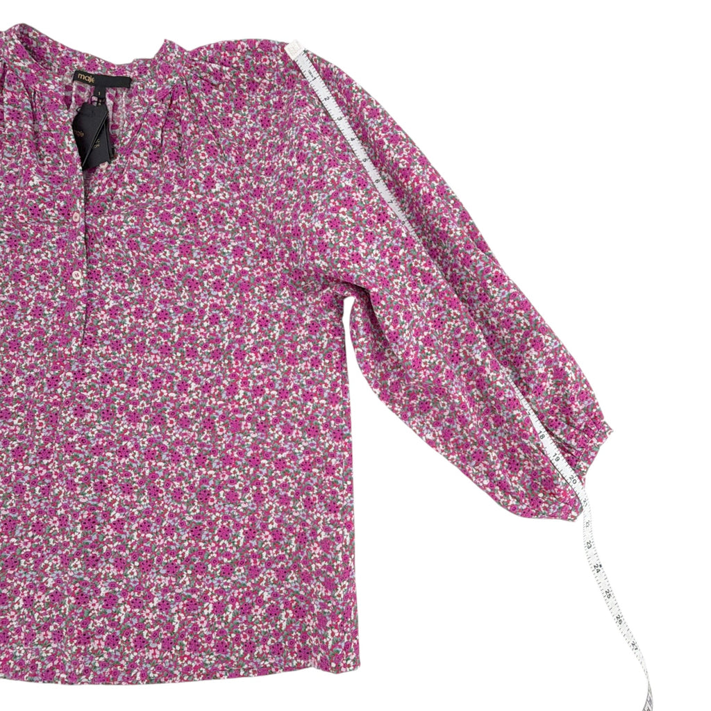 MAJE Floral Print Broderie Anglaise Cotton Blouse 1|S Maje