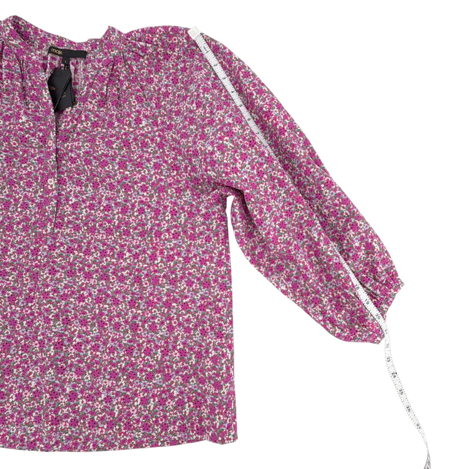 MAJE Floral Print Broderie Anglaise Cotton Blouse 1|S Maje