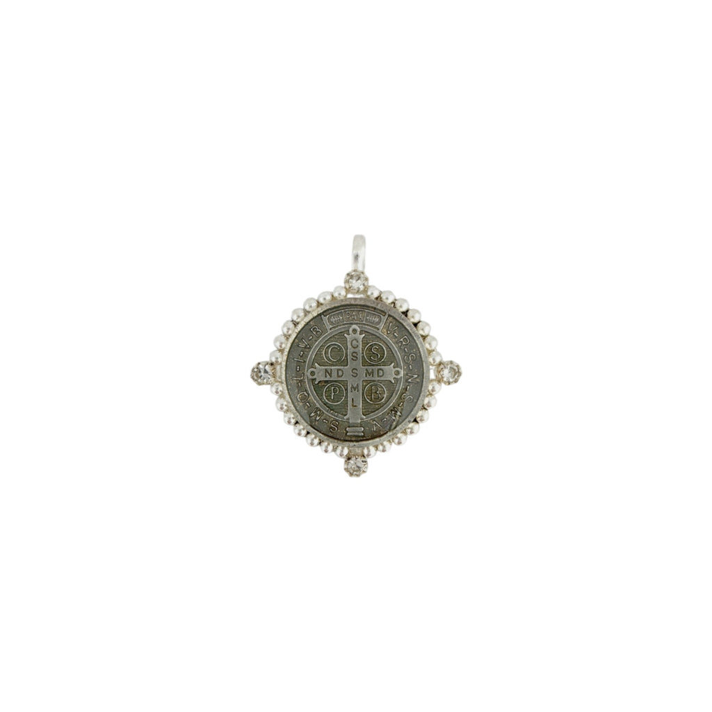 VIRGINS SAINTS & ANGELS VSA Bespoke San Benito Medallion in Silver Virgins Saints & Angels