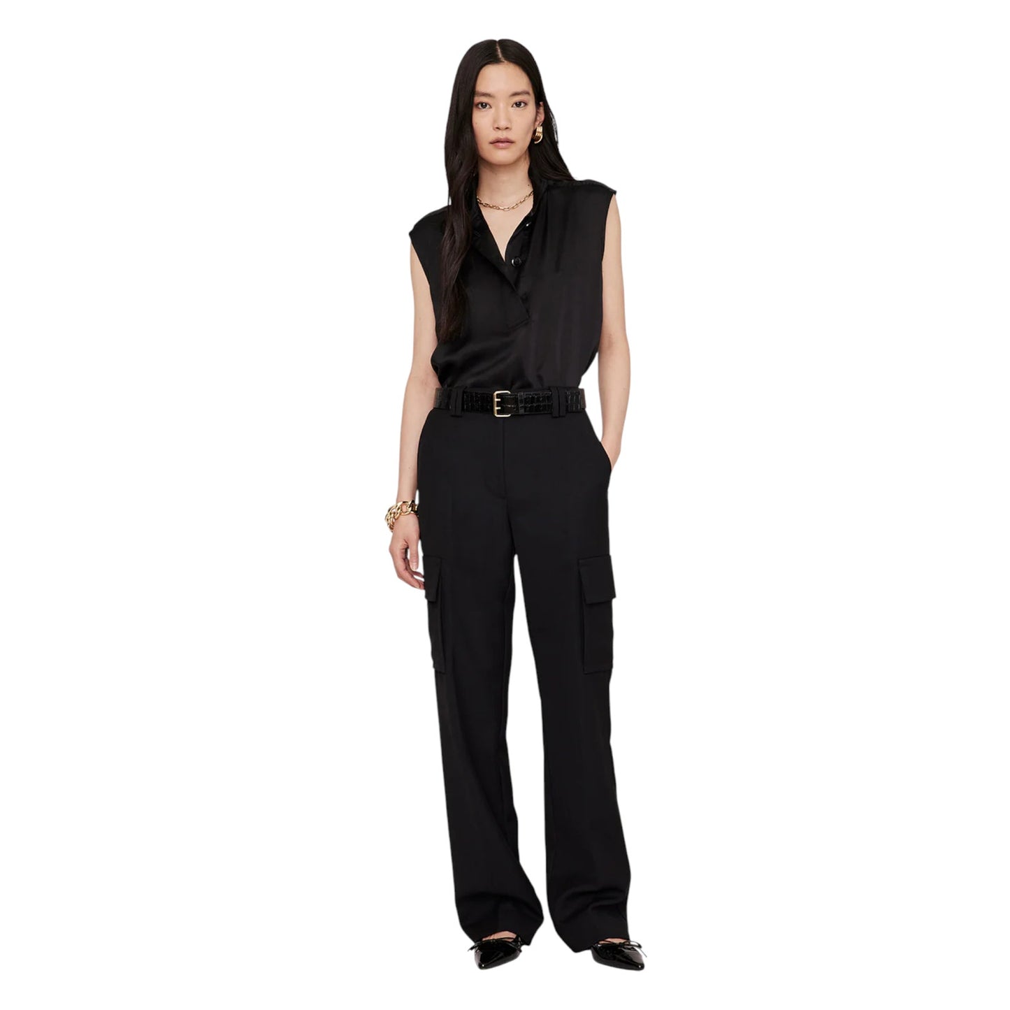 ANINE BING Geneva Top in Black in XS