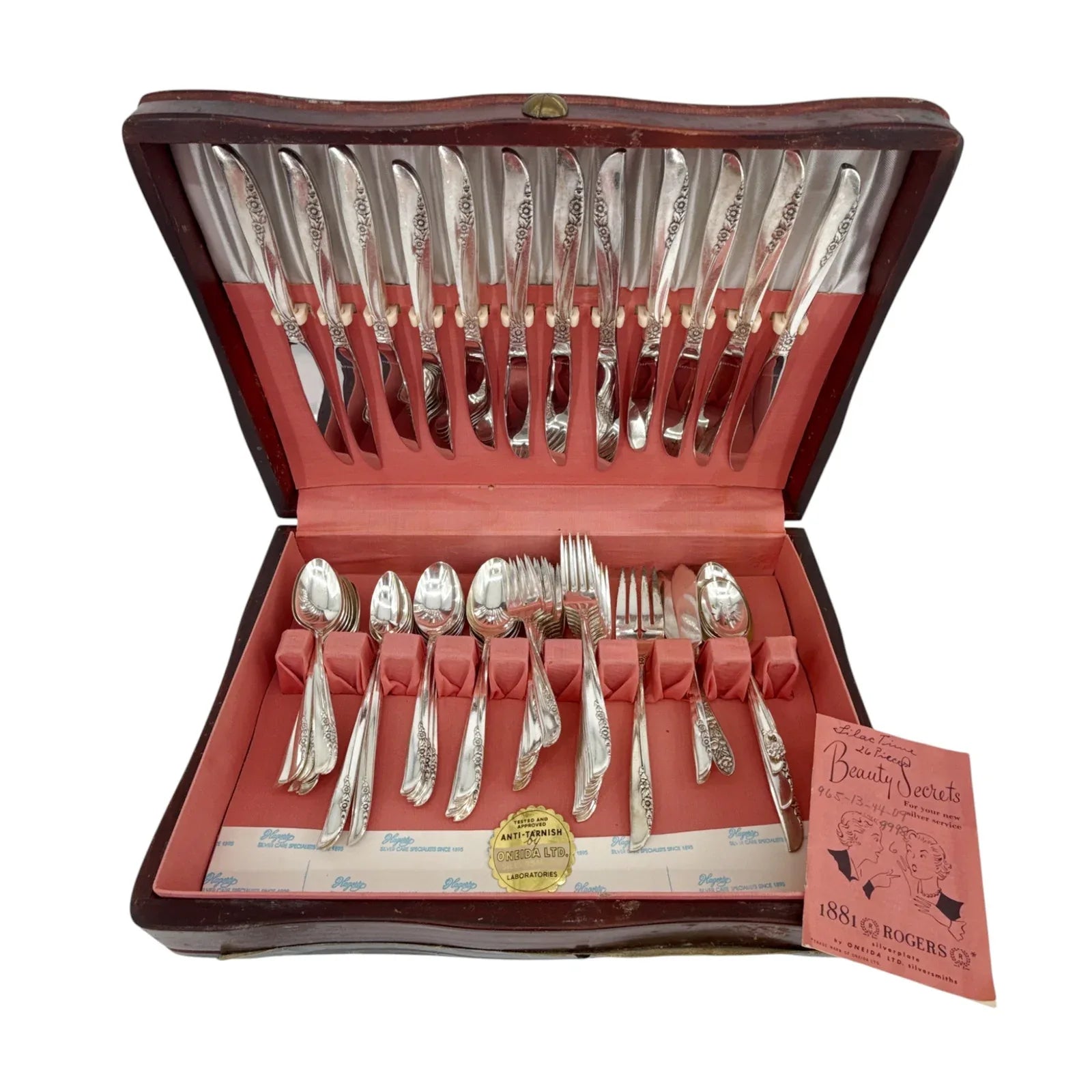 ONEIDA LTD. 1881 ROGERS Lilac Time Pattern Silverplate Flatware 73 Piece Set - flyKAMP