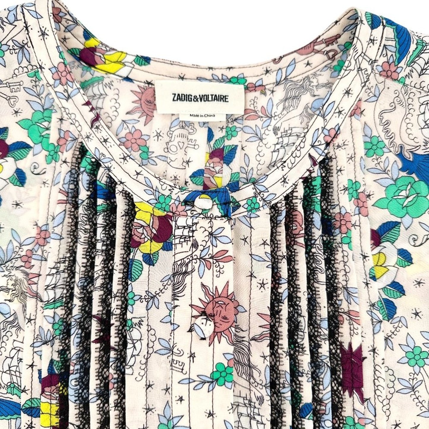 ZADIG & VOLTAIRE Thai Tattoo Silk Blouse XS