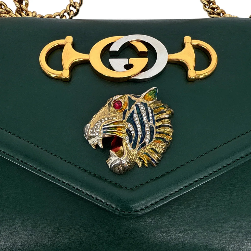 GUCCI Rajah Medium Shoulder Bag in Vintage Green - flyKAMP