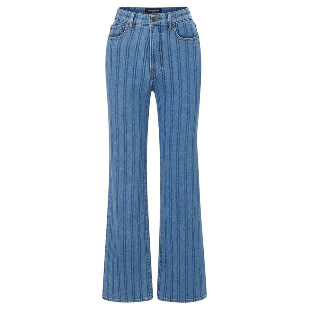 VERONICA BEARD Crosbie Striped Loafer Length Wide Leg Jean 26 - flyKAMP