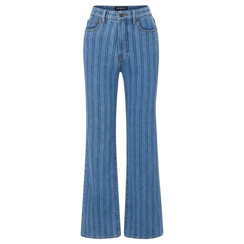 VERONICA BEARD Crosbie Striped Loafer Length Wide Leg Jean 26 - flyKAMP