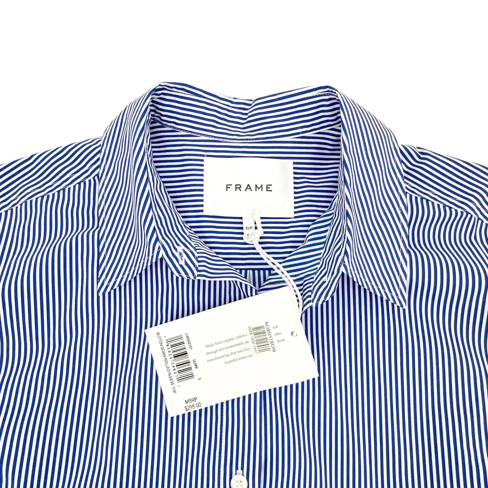 FRAME Button Down Striped Rolled Sleeve Top S - flyKAMP