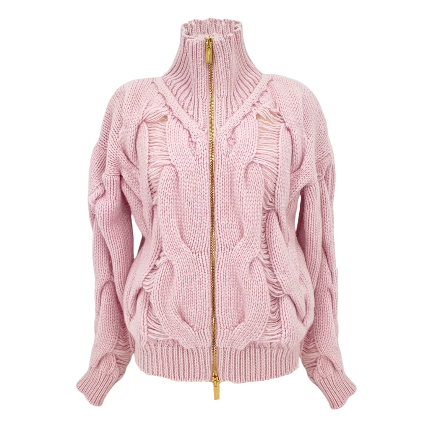 BLUMARINE Knitted Heavy Cardigan Jacket in Chalk Pink IT38|XS