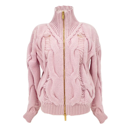 BLUMARINE Knitted Heavy Cardigan Jacket in Chalk Pink IT38|XS - flyKAMP