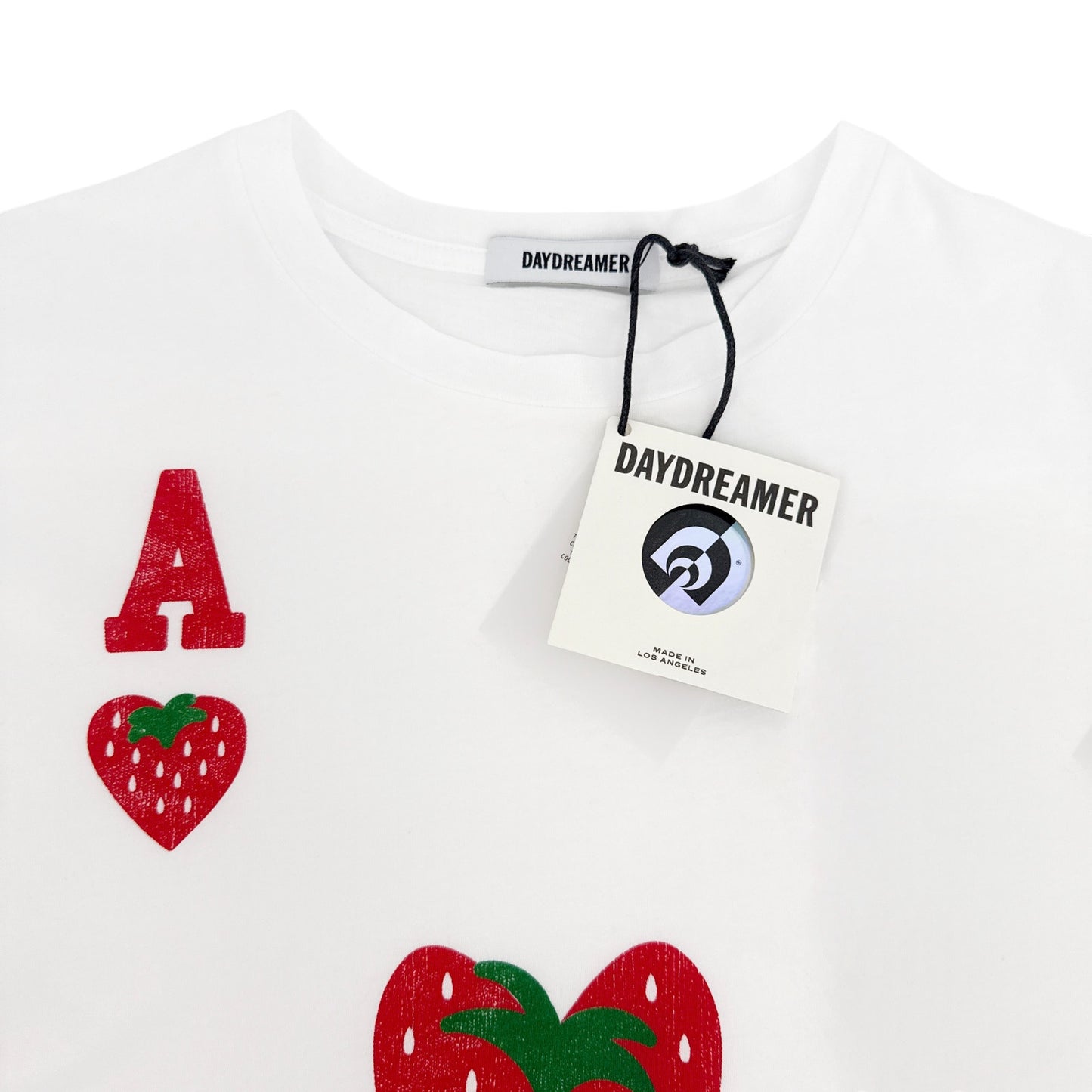 DAYDREAMER Ace Of Strawberries Solo Tee Shirt in Optic White S