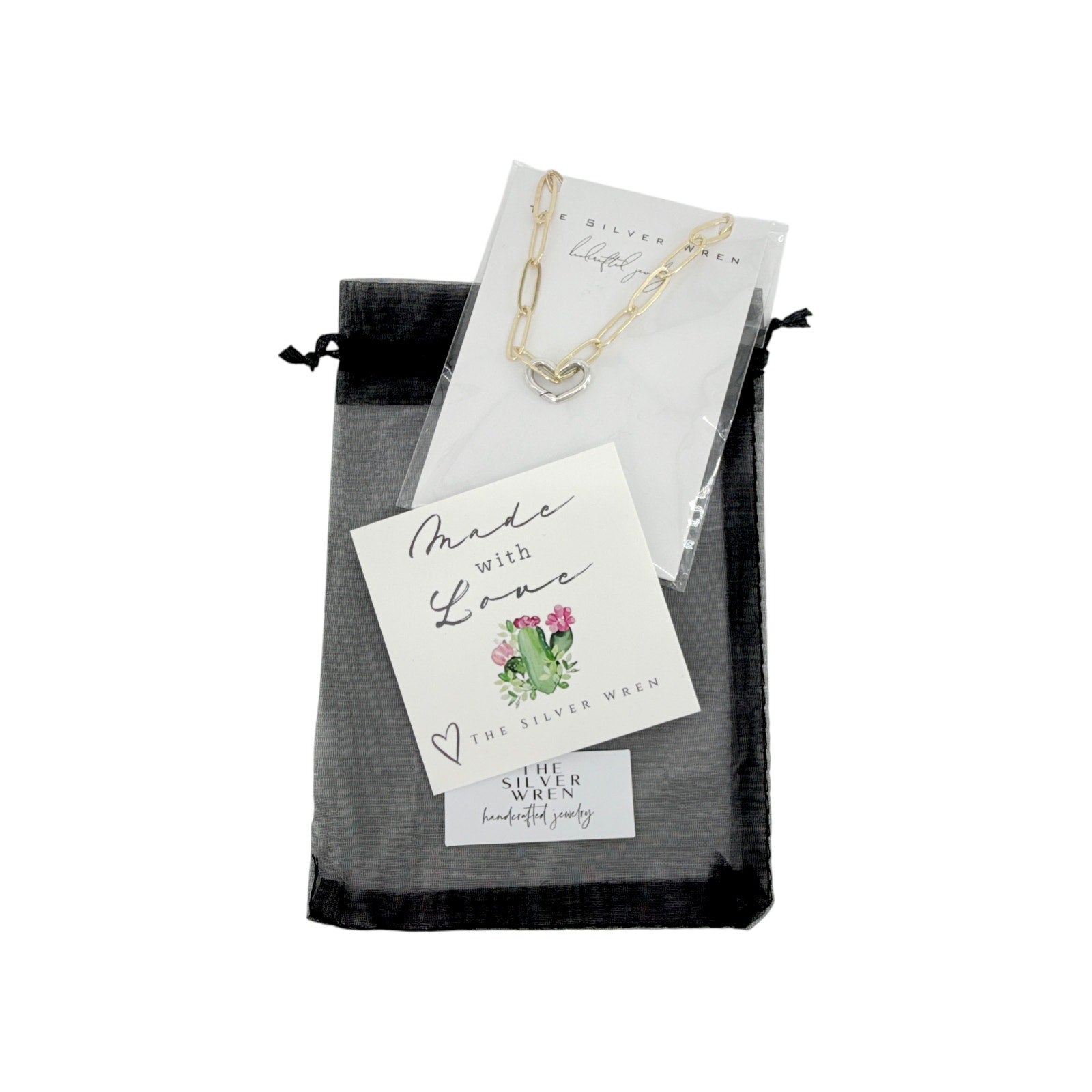 THE SILVER WREN Heart Carabiner Charm Holder Necklace