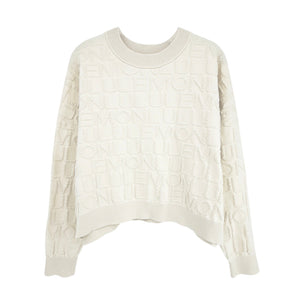 LULULEMON Cotton Blend Jacquard Crewneck Sweater in Light Ivory S