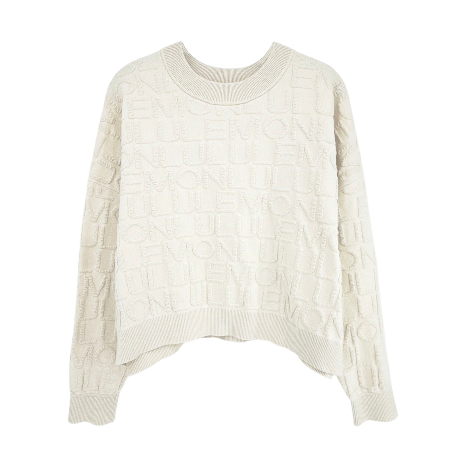 LULULEMON Cotton Blend Jacquard Crewneck Sweater in Light Ivory S Lululemon