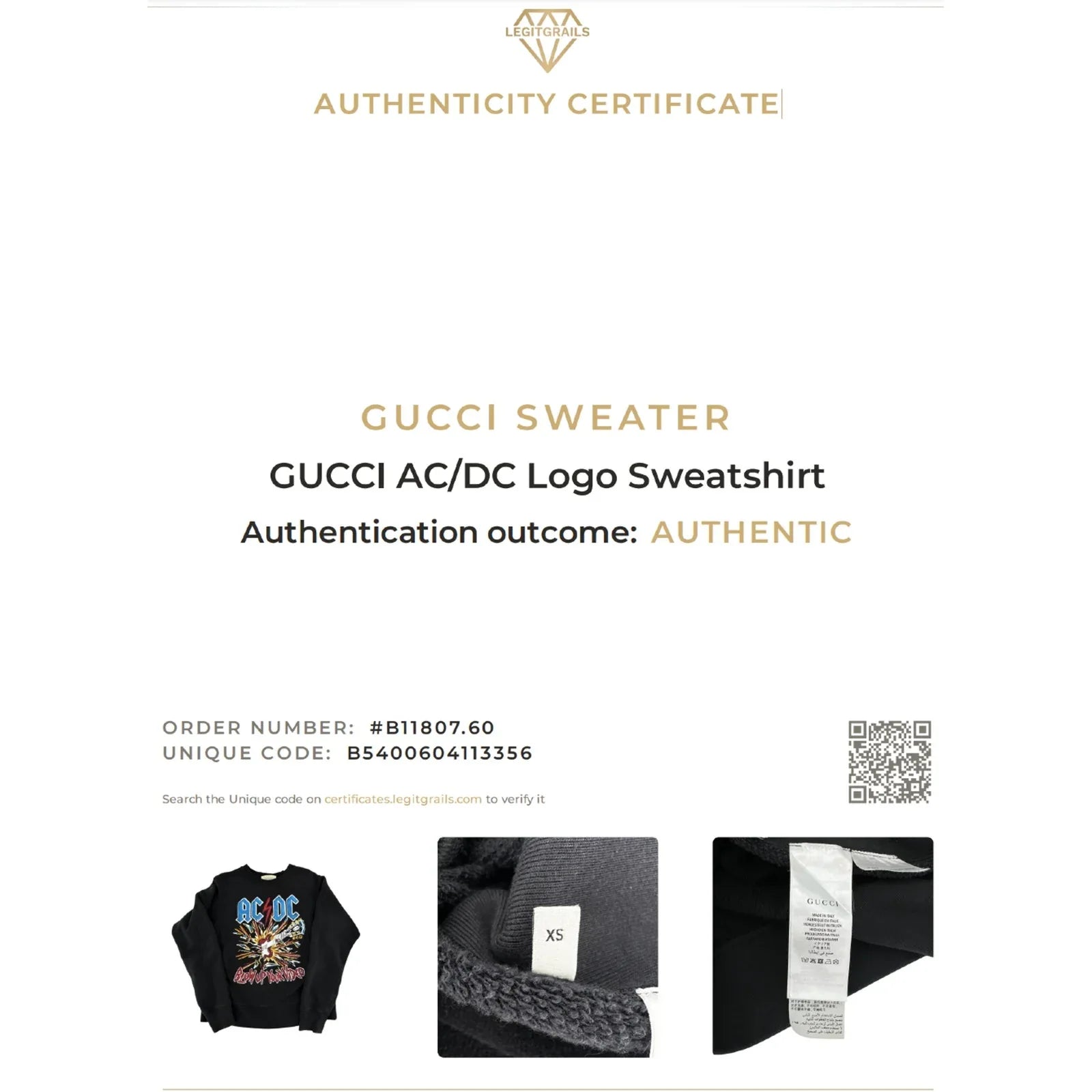 GUCCI AC/DC Logo Sweatshirt XS - flyKAMP